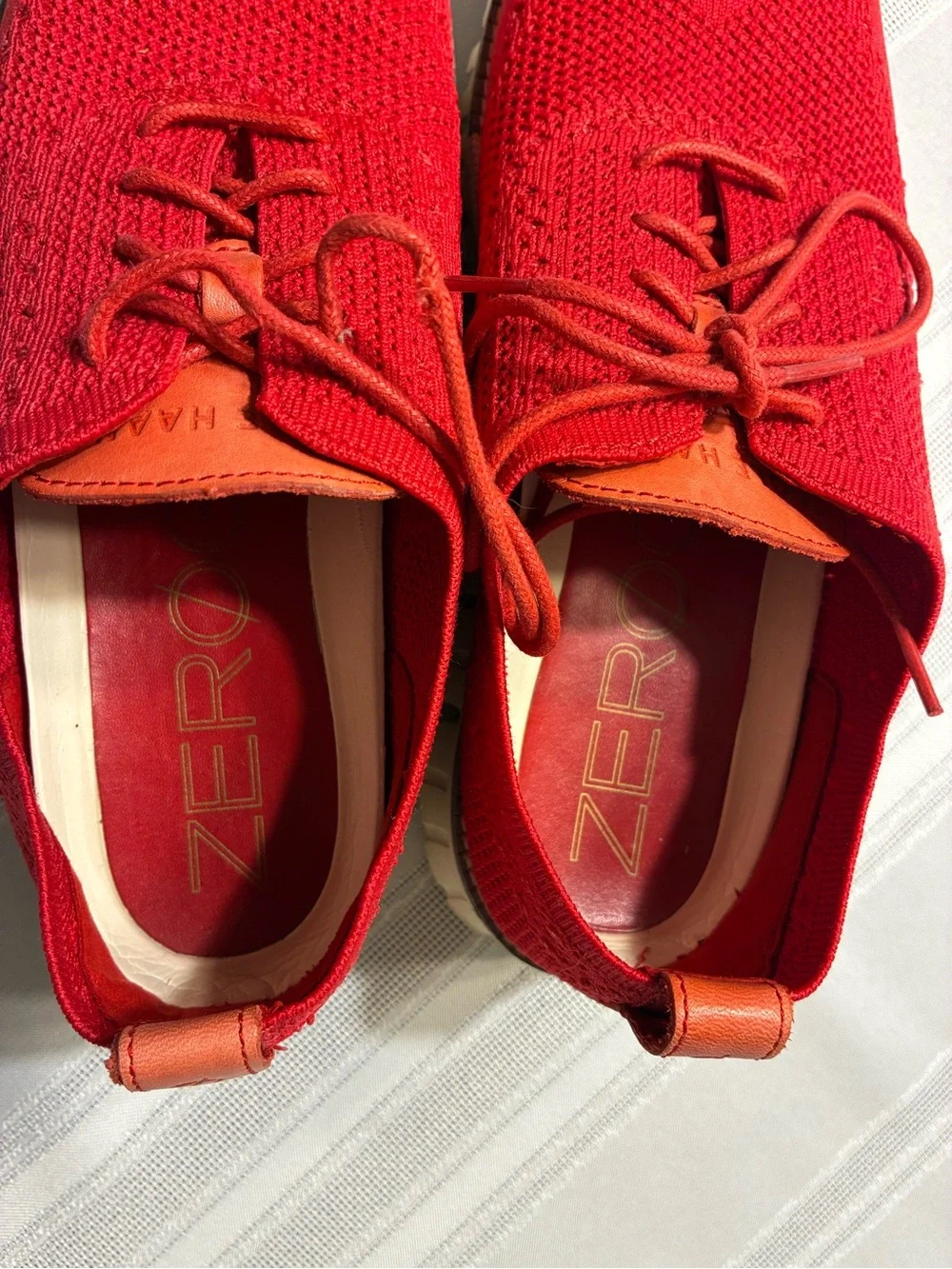Cole Haan Men's Red Knit Oxford Lace-Up Shoes